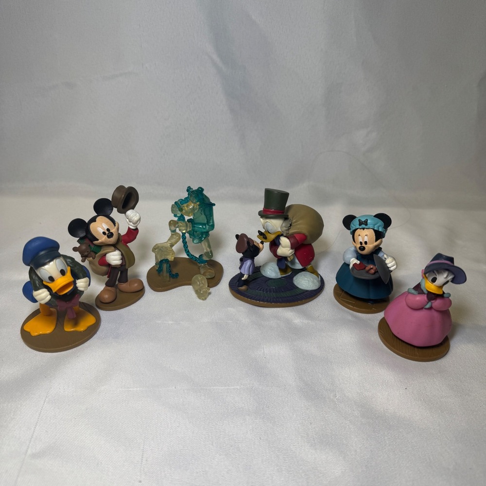 Disney Store Mickeys Christmas Carol Figure Set Scrooge Mickey Goofy Marley 6pc